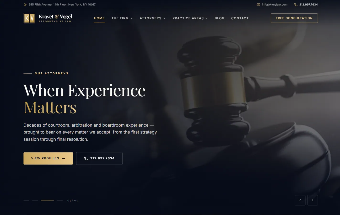 Kravet & Vogel, LLP homepage